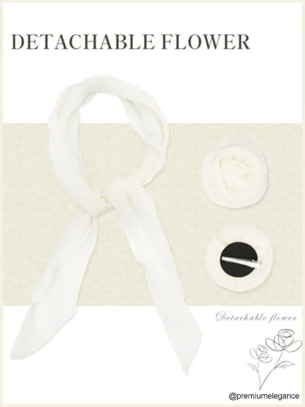 Chiffon Scarf for Women with Removable Flower Headband Scarf Wrap
